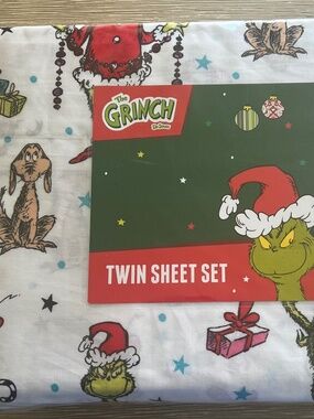 Dr Seuss The Grinch Christmas Twin Size 100% Cotton 3 Piece Set